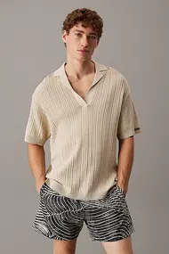 CALVIN KLEIN OPEN KNIT POLO
