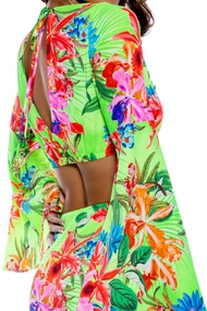 LULI FAMA BELL SLEEVE CROP TOP
