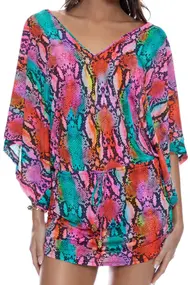 LULI FAMA CABANA V NECK DRESS
