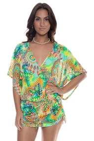LULI FAMA CABANA V NECK DRESS