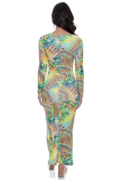 LULI FAMA LS KEYHOLE CUT OUT MAXI DRESS