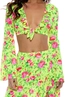 LULI FAMA RUFFLE BELL SLEEVE CROP TOP