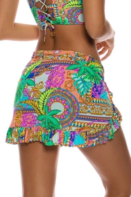 LULI FAMA RUFFLE SARONG MINI SKIRT