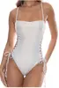 LULI FAMA SQUARE NECK LACED UP ONE PIECE