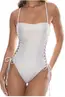 LULI FAMA SQUARE NECK LACED UP ONE PIECE