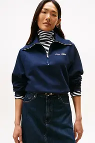 TOMMY HILFIGER CLASSIC SCRIPT FLEECE HALF-ZIP