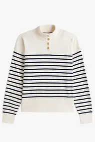 TOMMY HILFIGER JERSEY GOLD BTN MOCK-NK SWEATER