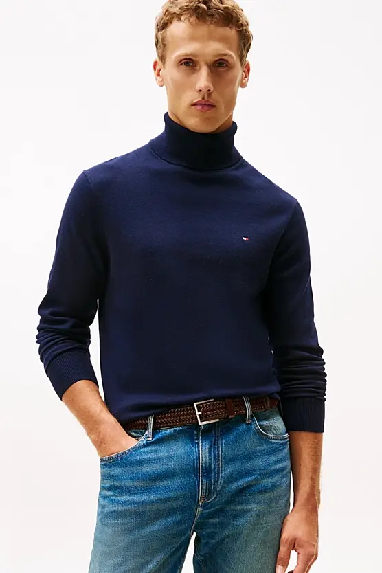 TOMMY HILFIGER PIMA ORG CTN CASHMERE ROLL NECK