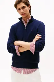 TOMMY HILFIGER PIMA ORG CTN CASHMERE ZIP MOCK