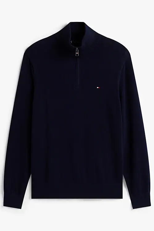 TOMMY HILFIGER PIMA ORG CTN CASHMERE ZIP MOCK