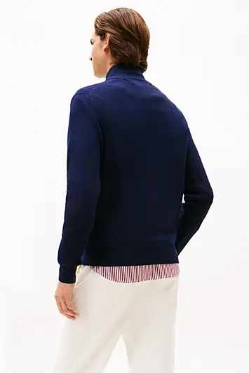 TOMMY HILFIGER PIMA ORG CTN CASHMERE ZIP MOCK