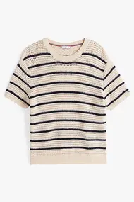 TOMMY HILFIGER POINTELLE CROCHET SS C-NK SWT