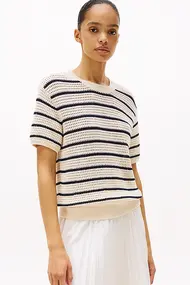 TOMMY HILFIGER POINTELLE CROCHET SS C-NK SWT