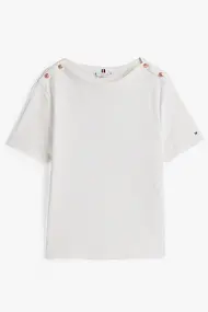 TOMMY HILFIGER REG STRIPE GOLD BTN C-NK SS