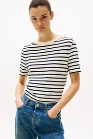 TOMMY HILFIGER REG STRIPE GOLD BTN C-NK SS