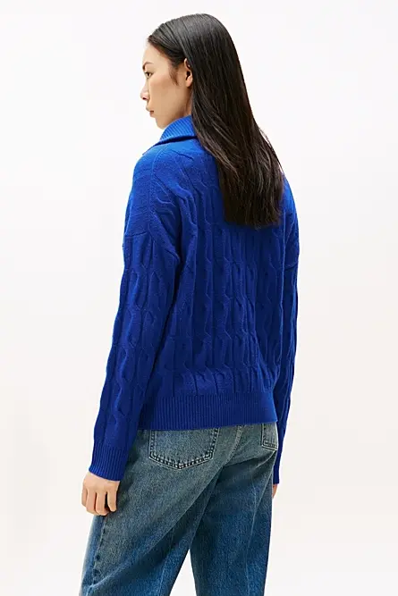 TOMMY HILFIGER SOFT WOOL CABLE 1/2 ZIP LS SWT