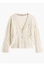 TOMMY HILFIGER SOFT WOOL CABLE V-NK LS CARDIGAN
