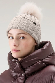 WOOLRICH BEANIE CASHMERE POM-POM