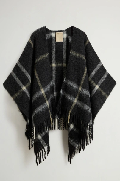 WOOLRICH BRUSHED ALPACA CHECK CAPE