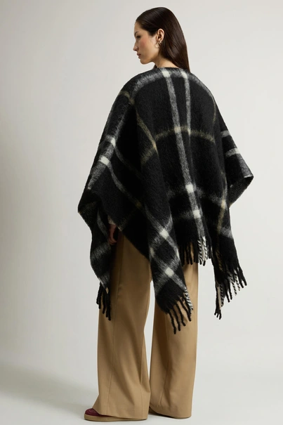 WOOLRICH BRUSHED ALPACA CHECK CAPE