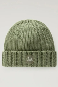 WOOLRICH MERINO WOOL LOGO BEANIE