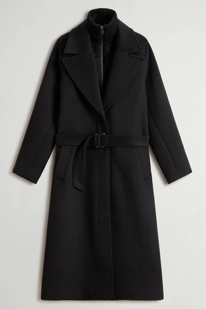 WOOLRICH TWILL WOOL LONG COAT