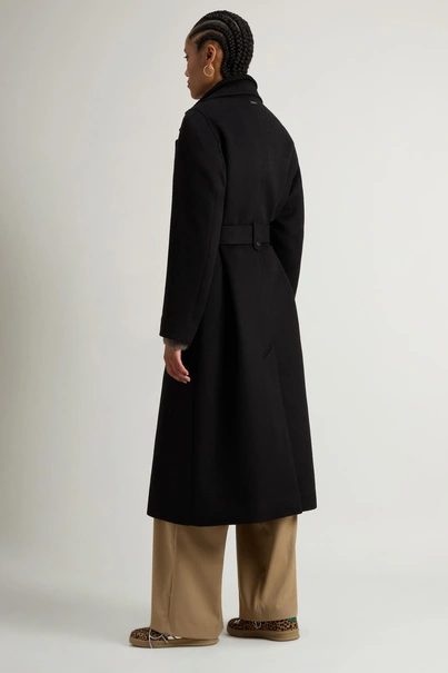 WOOLRICH TWILL WOOL LONG COAT